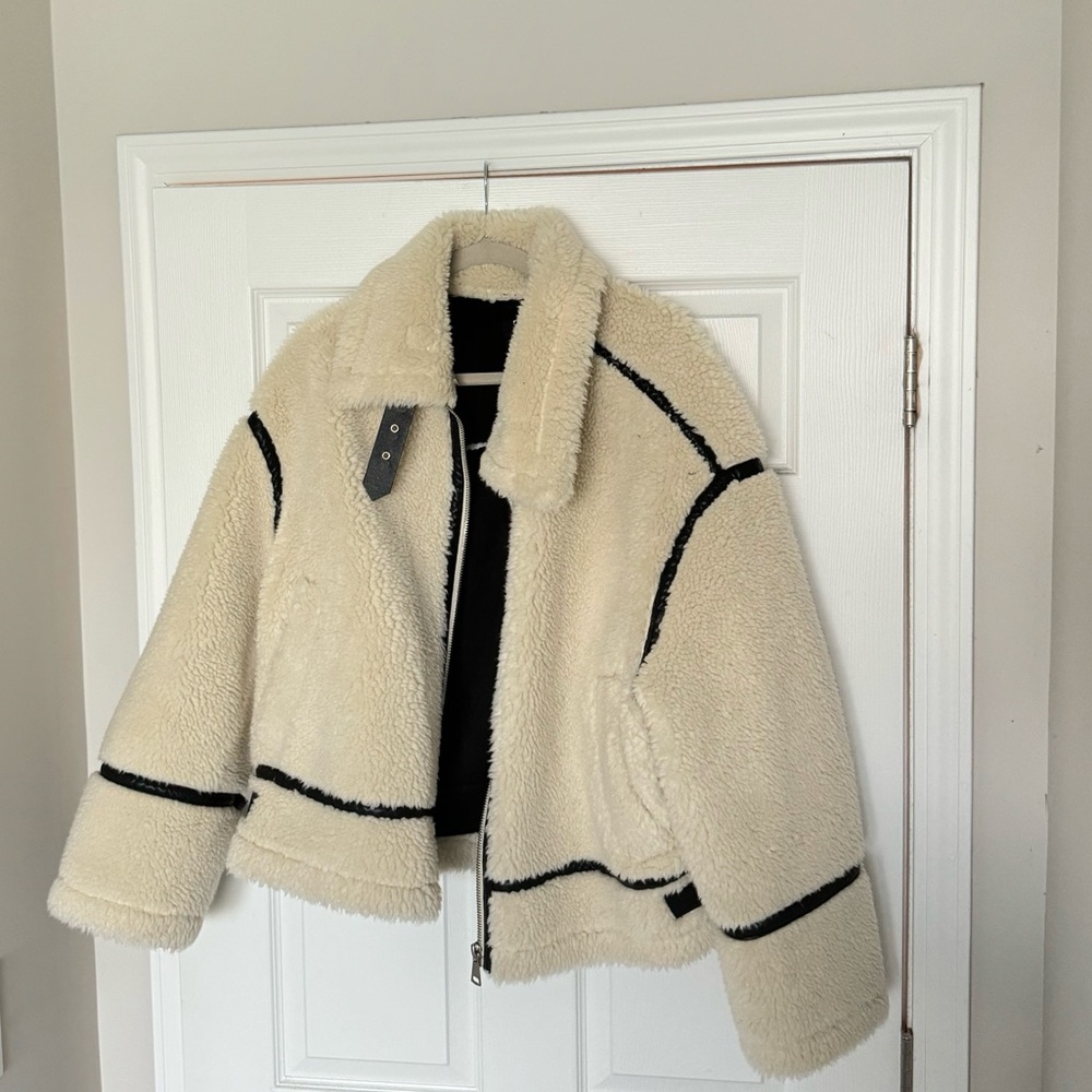 Zara Faux Fur Biker Jacket - XL